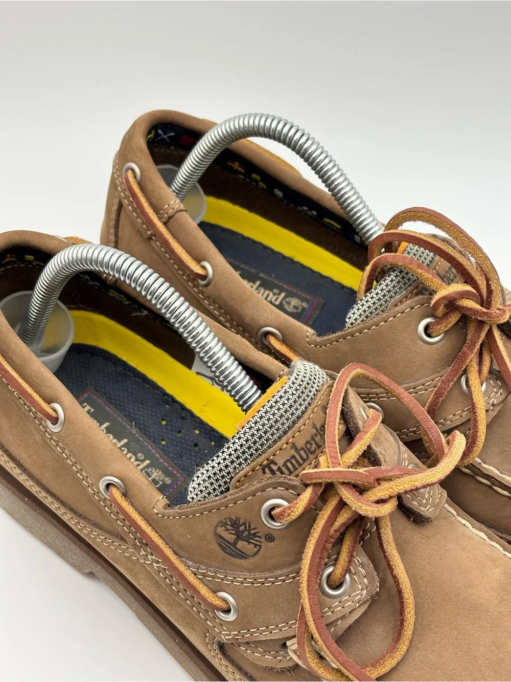 Timberland Men’s Tan Leather Upper Moc Toe Boat Shoes Size 8.5M